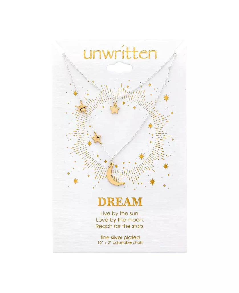 Unwritten Two-Tone Plated Silver Moon and Star Layer Pendant Necklace 2