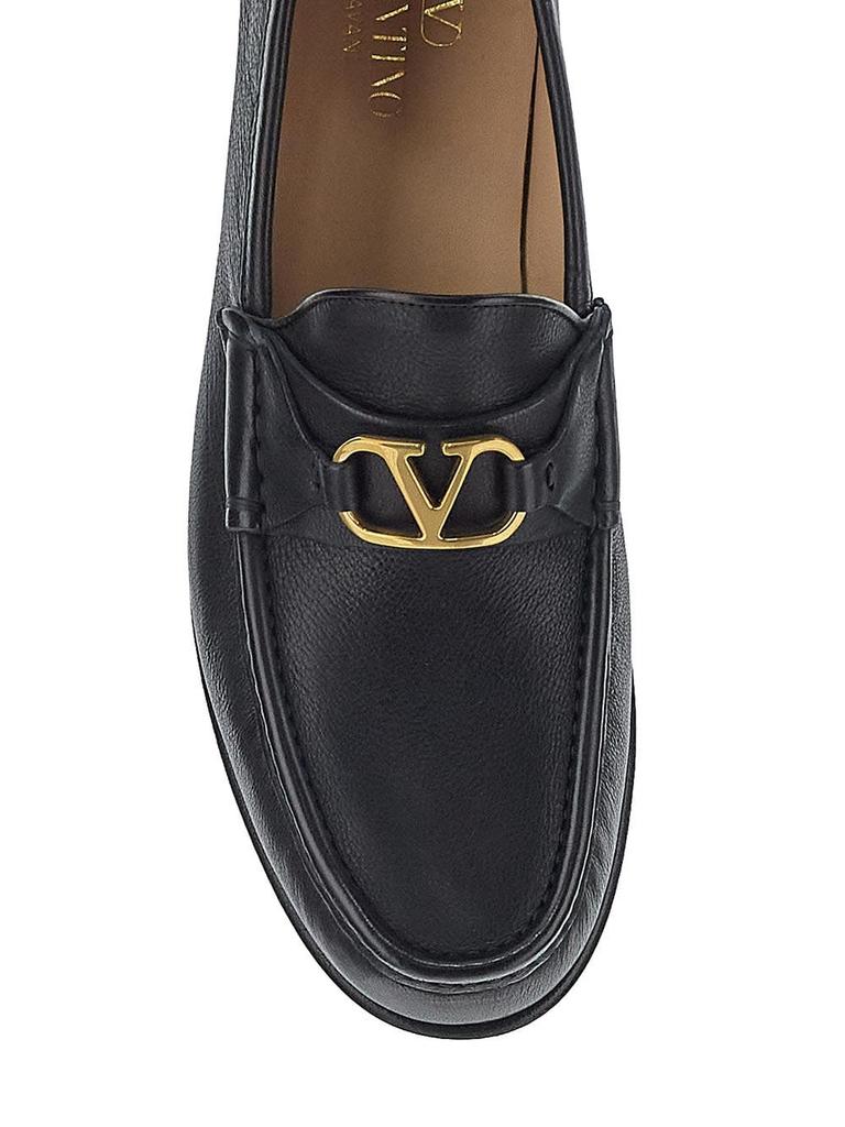 【送関込】VALENTINO☆V Logo Signature Loafer Vlogo Signature Calfskin Loafer for Woman in Black