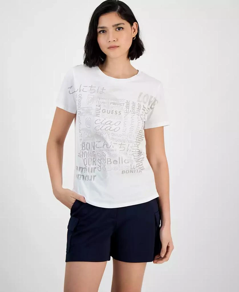 GUESS Women's Cotton Bella Palm Short-Sleeve Easy Tee 1