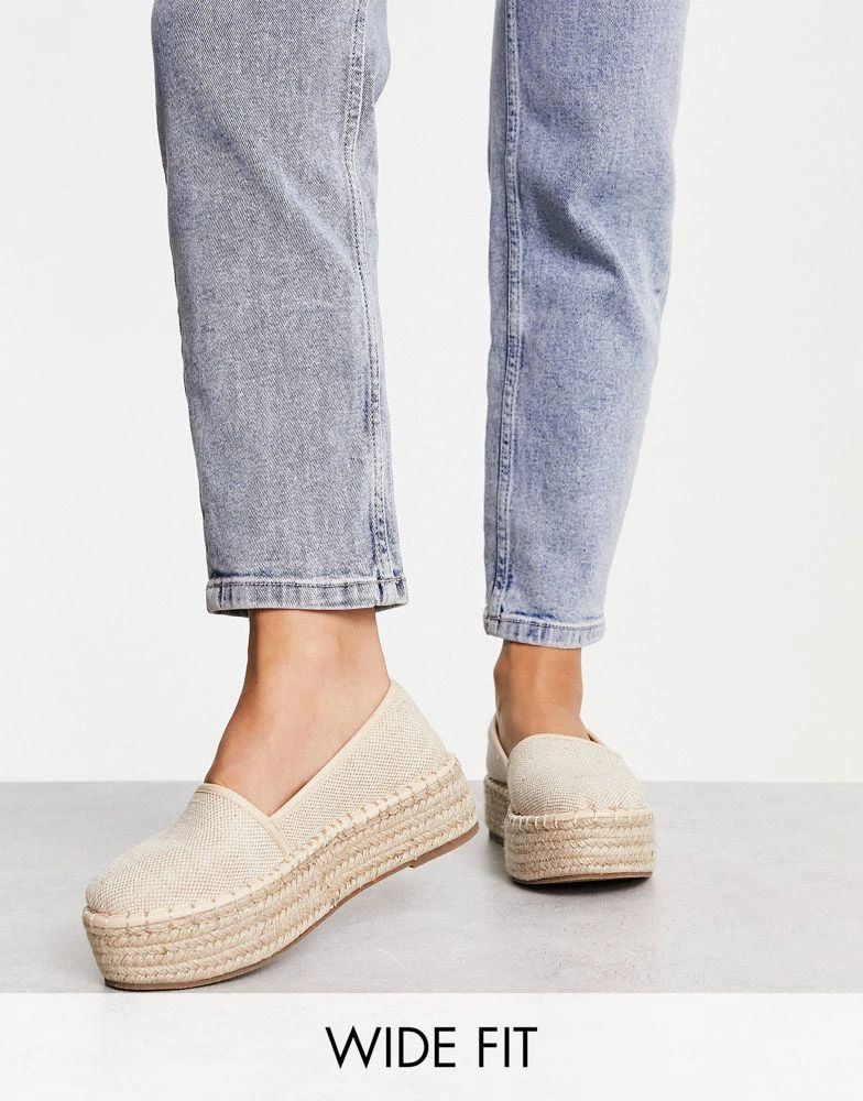 ASOS ASOS DESIGN Wide fit Journal flatform espadrilles in cream 1
