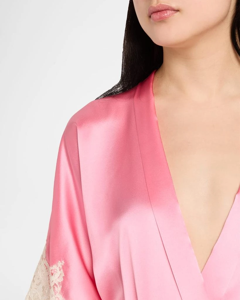 Christine Lingerie Gazebo Lace-Cuff Short Silk Robe 5