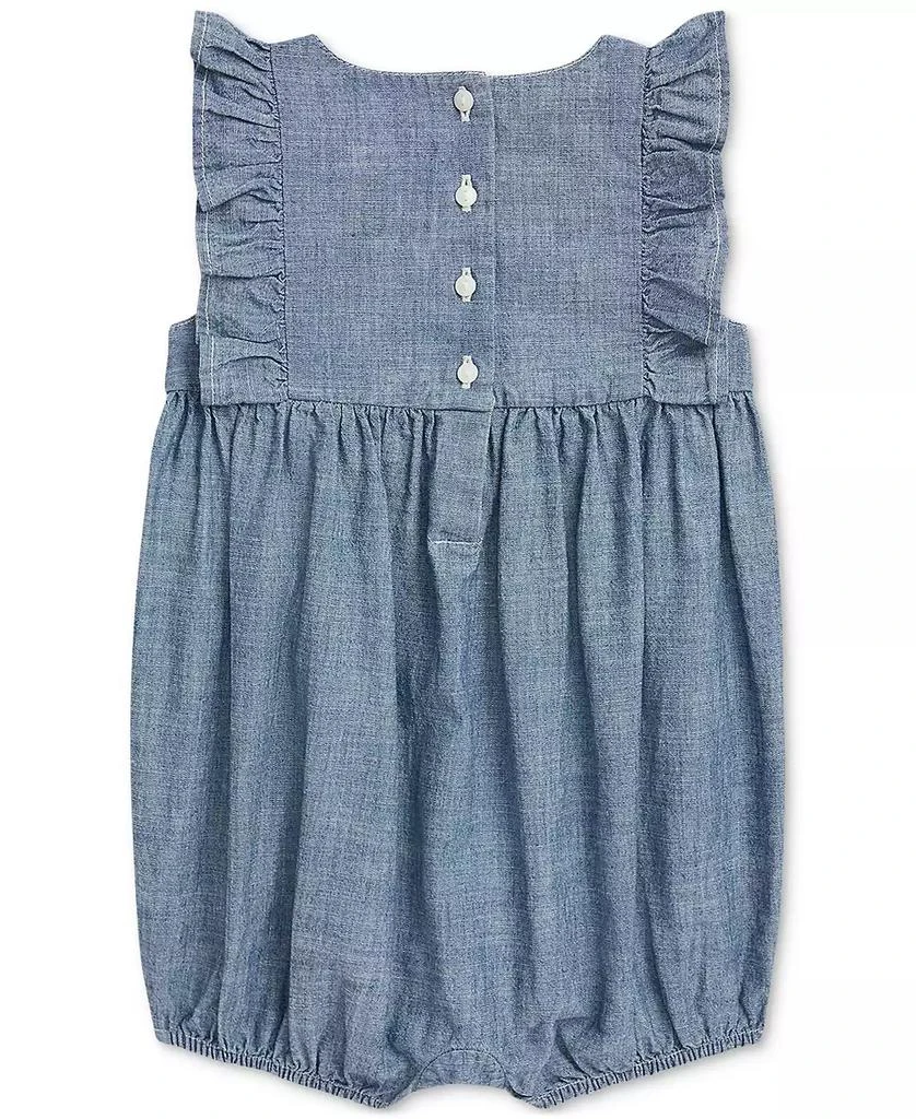 Ralph Lauren Baby Girls Ruffled Chambray Romper 2