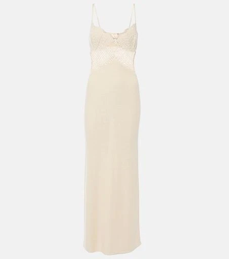 Staud Tara Crochet Spaghetti-Strap Maxi Dress, Buttercream, Women's, XL, Casual & Work Dresses Maxi Dresses