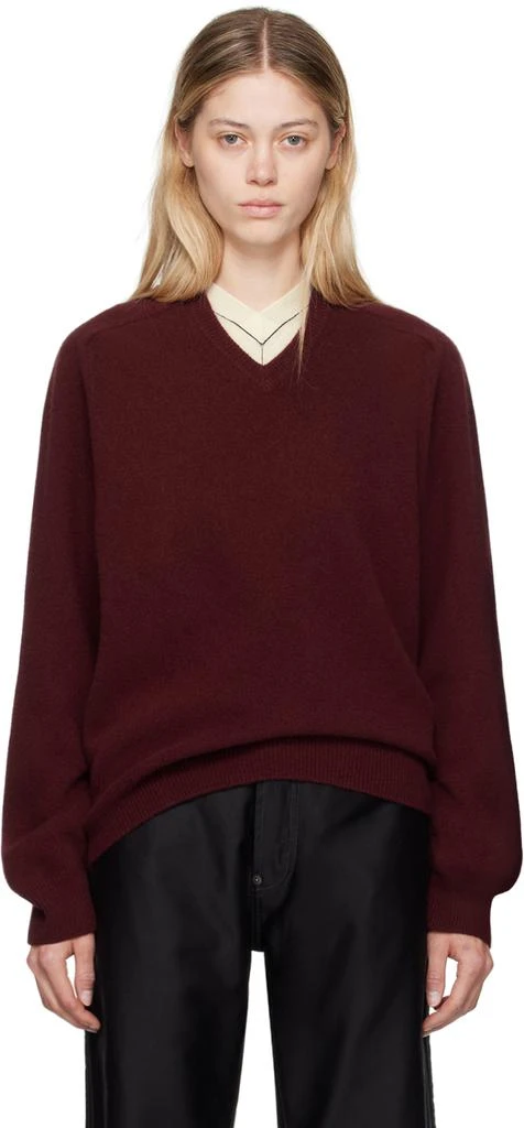 MAISON MARGIELA Burgundy V-Neck Sweater 1