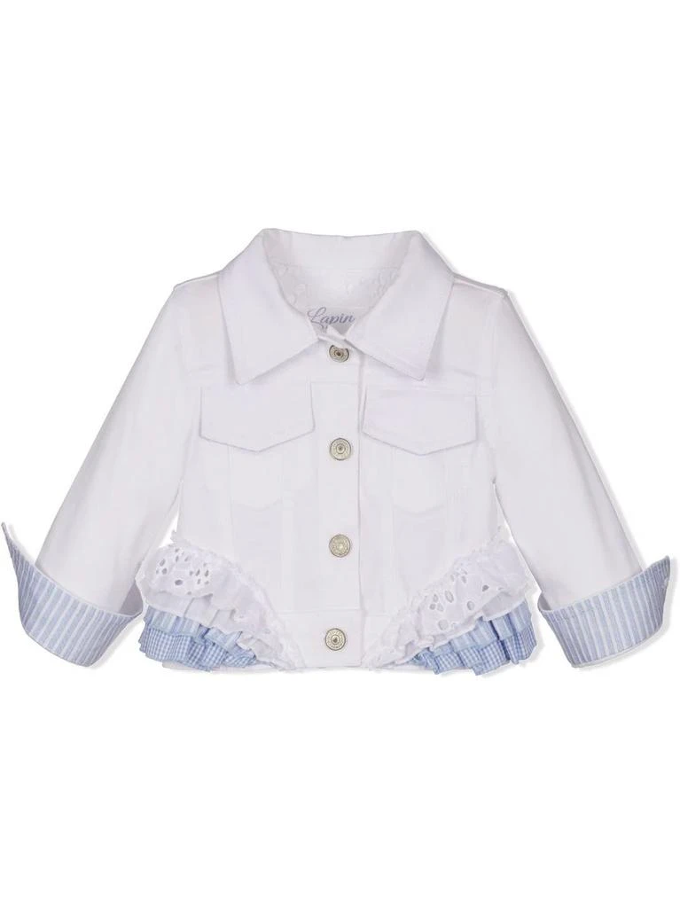 Lapin House lace-trim pleated denim jacket - kids 1