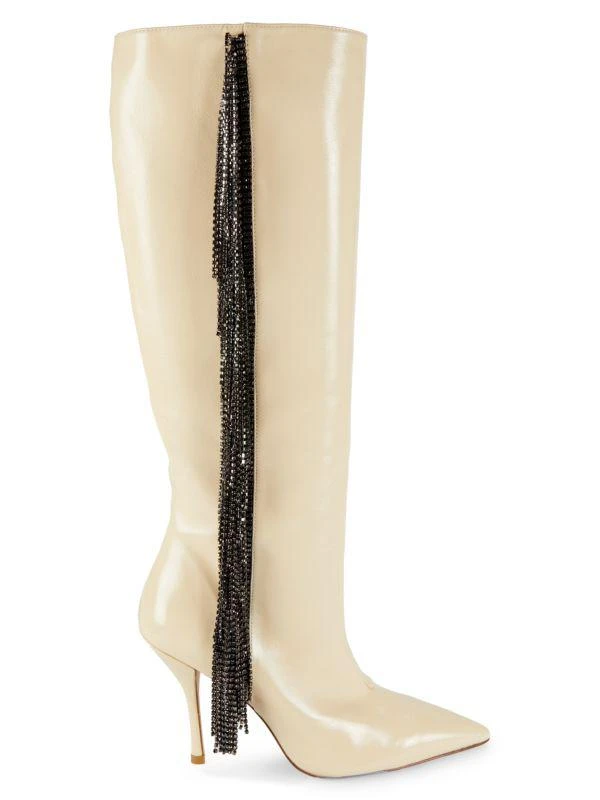 Stuart Weitzman 100MM Crystal Fringe Leather Knee High Boots 1