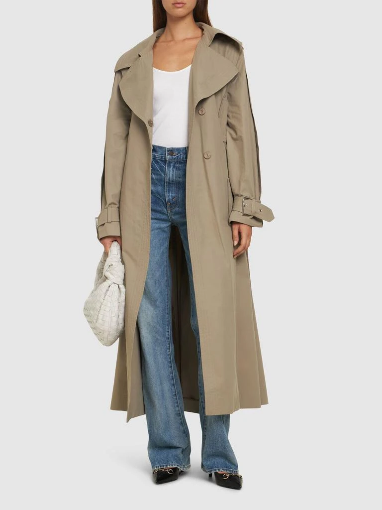 Alberta Ferretti Belted Cotton Blend Gabardine Trench 1