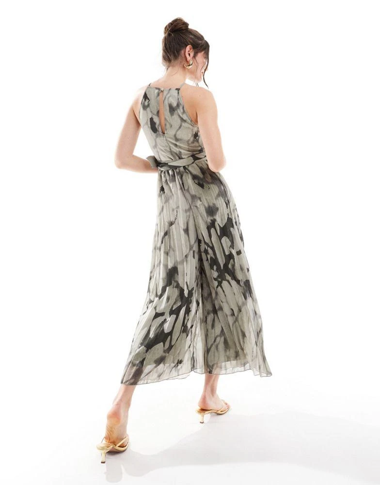 ASOS ASOS DESIGN pleated culotte jumpsuit with belt in mono print 2