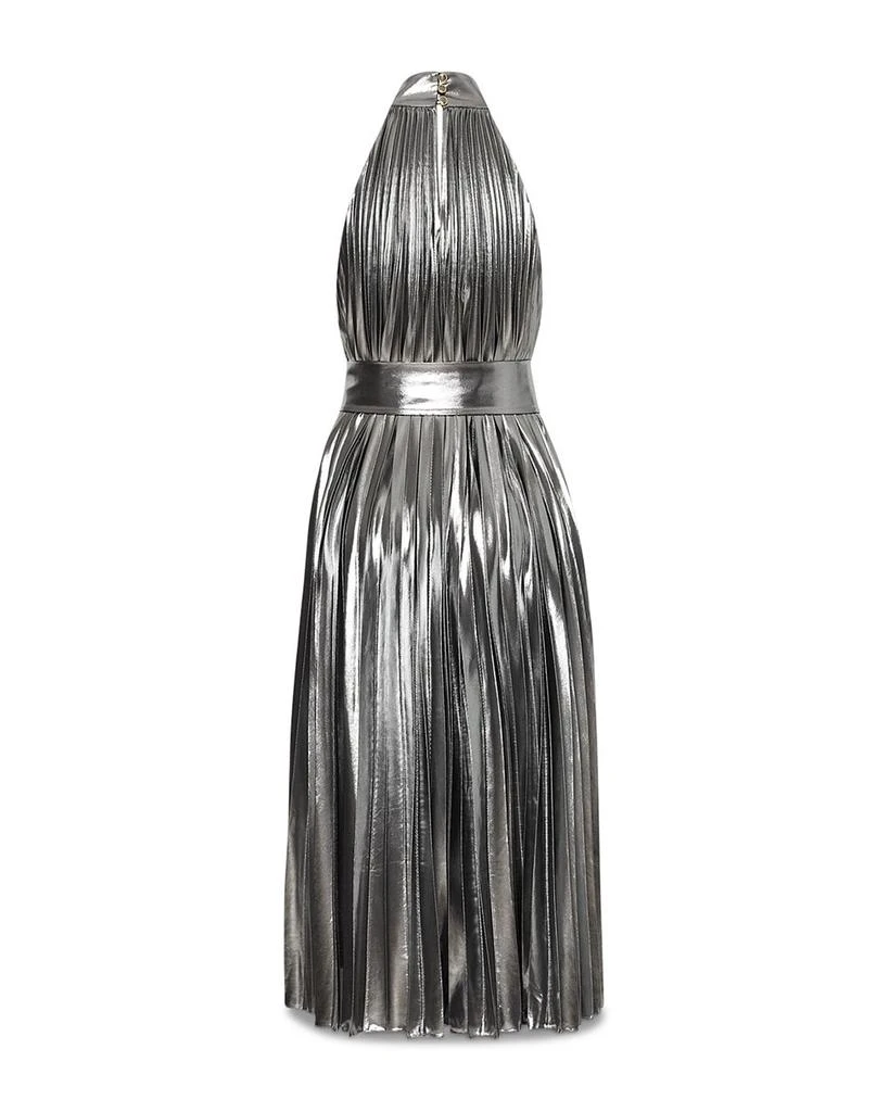Milly Idena Pleated Lame Halter Dress 5