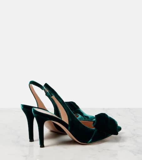 Gianvito Rossi 85 bow-detail velvet slingback pumps 2