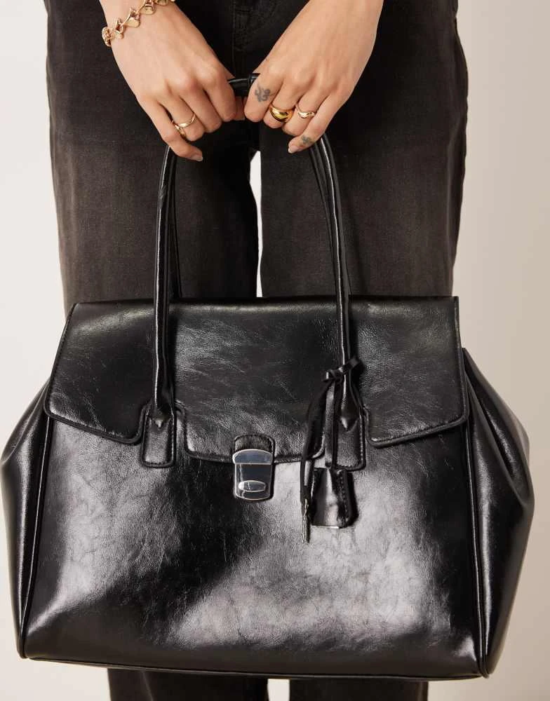 Mango Mango key charm large city bag in black 3