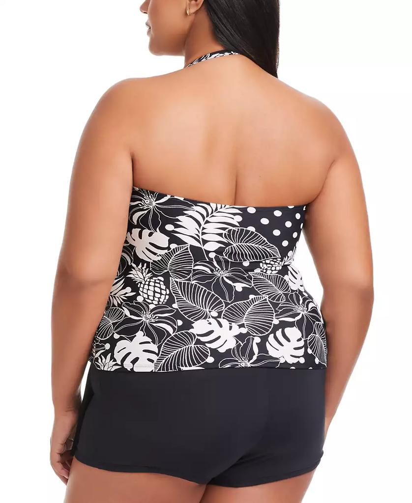 Bleu Rod Beattie Plus Size Printed Double Trouble Shirred Bandini Swim Top
