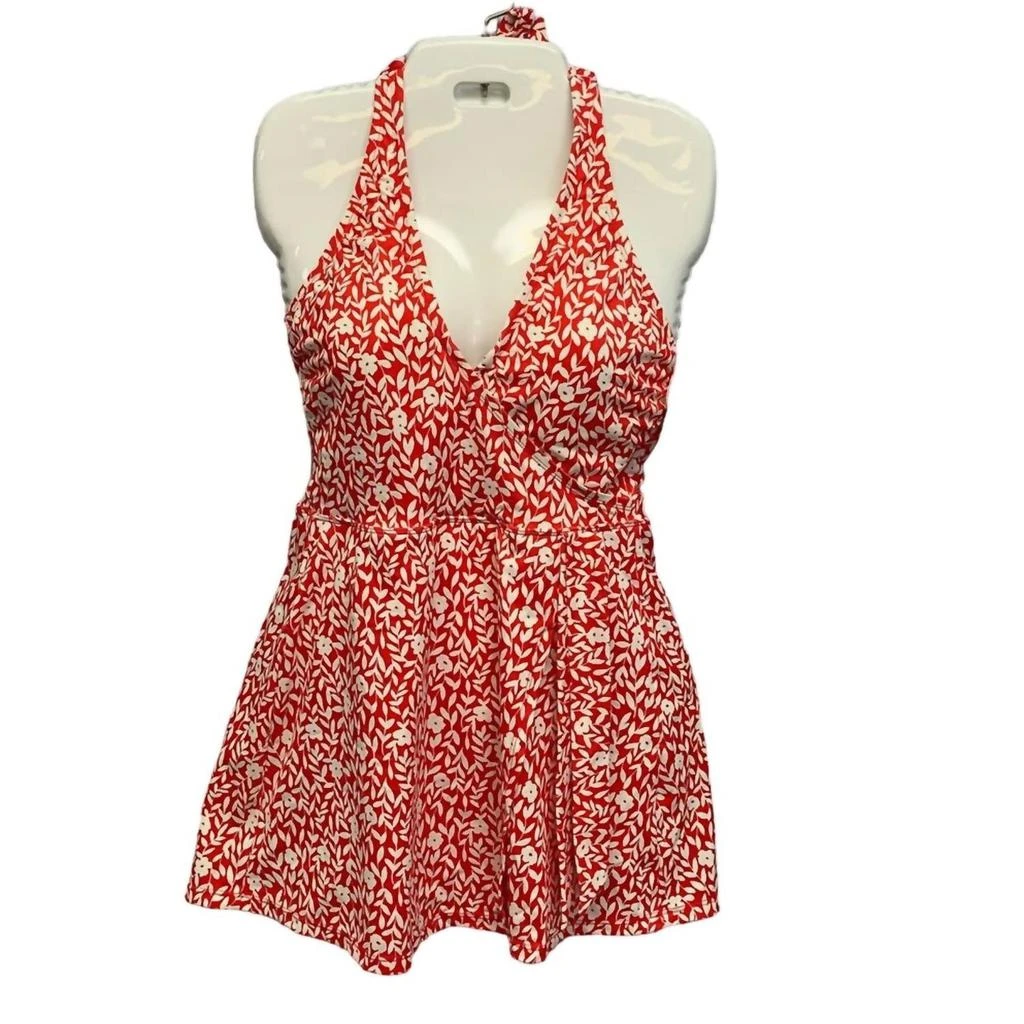 Draper James Draper James - Women's Summer Picnic Faux Wrap Halter Swim Dress 1