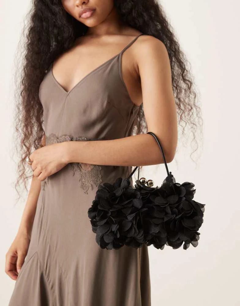 True Decadence True Decadence 3D floral clutch bag in black