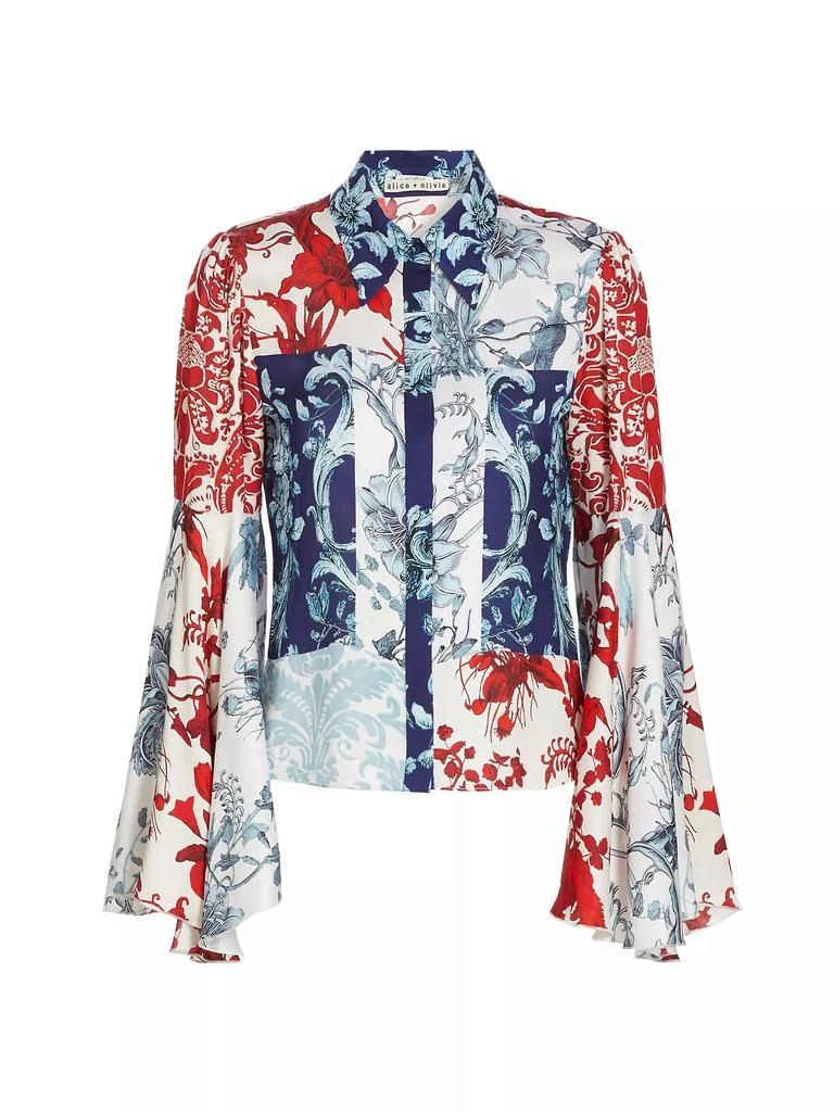 Alice + Olivia Willa Floral Bell-Sleeve Blouse 1