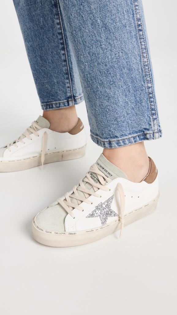 Golden Goose Hi Star Leather Upper Suede Toe Glitter Sneakers