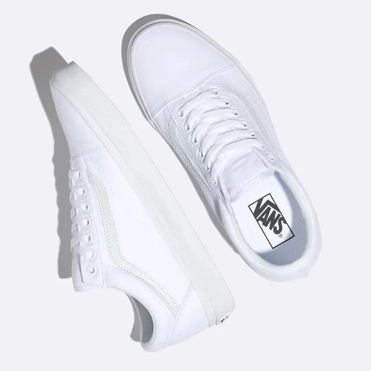 Vans Old Skool VN000D3HW00 Sneaker Men's True White Canvas Skate Shoes FD942 4