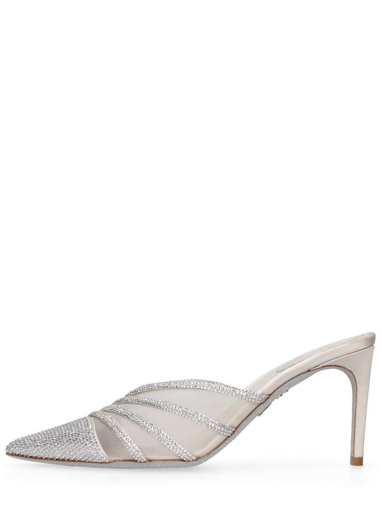 RENÉ CAOVILLA 80mm Mesh & Crystals Mule Pumps