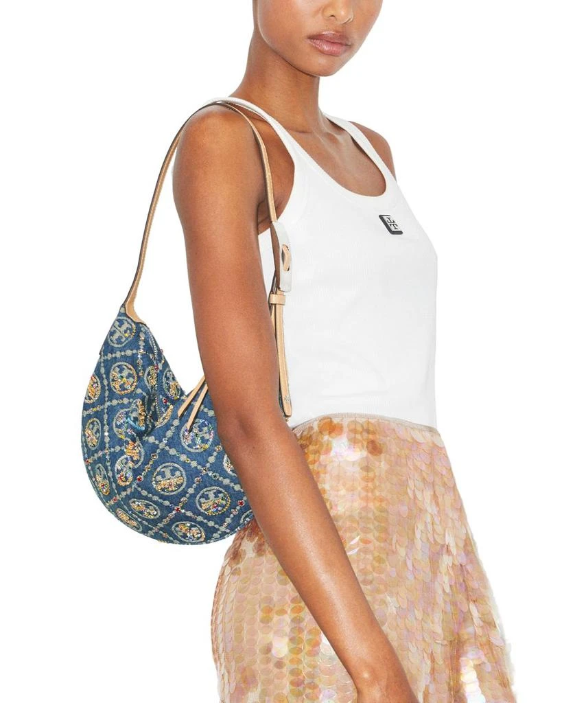 Tory Burch T Monogram Embellished Denim Shoulder Bag 2