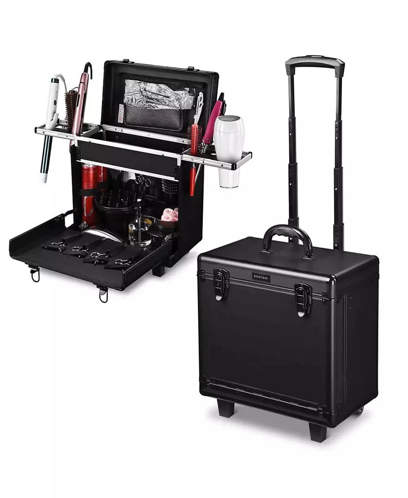 Byootique PVC Hair Makeup Train Case Baber Salon Clipper Trimmer Tool Appliance Box Black