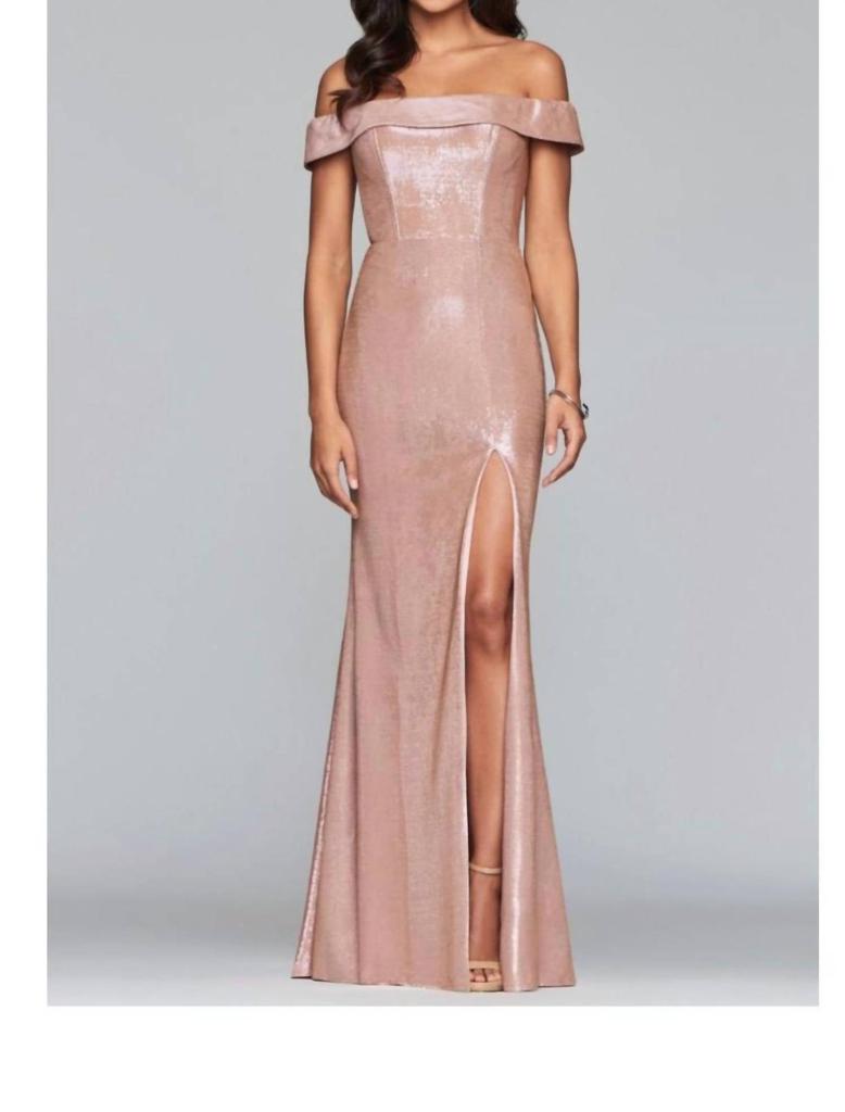 Faviana Faviana - Classic Metallic Off the Shoulder Gown