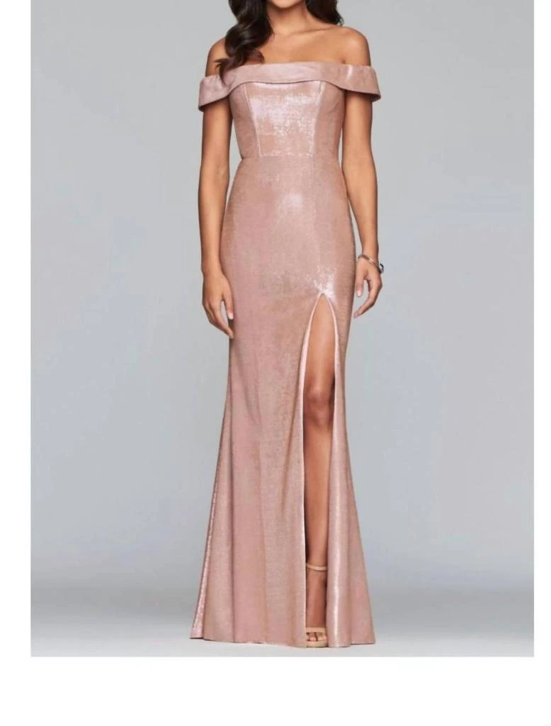 Faviana Faviana - Classic Metallic Off the Shoulder Gown 1