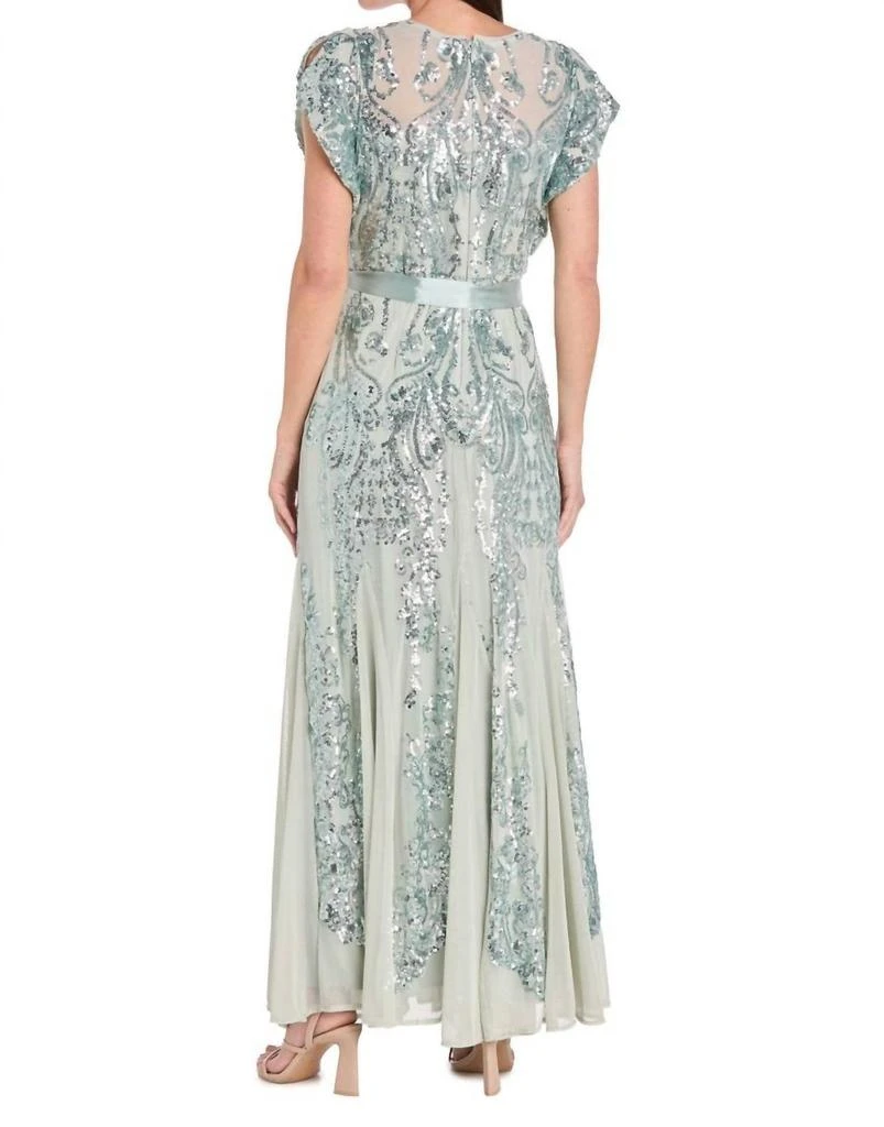 R&M Richards R&M Richards - Sequin Godet Gown With Satin Bow 3