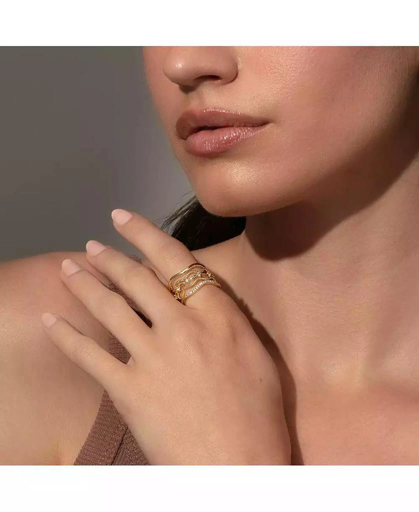 Uncommon James 14k Gold-Plated, Cubic Zirconia Vintage 5 Layered Ring Set, Set of 3