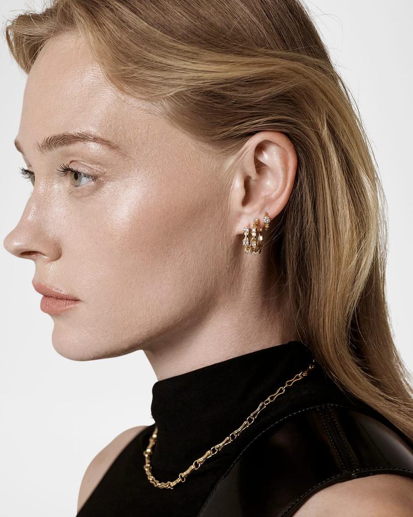 Azlee 18K Pirouette Diamond Medium Hoop Earrings