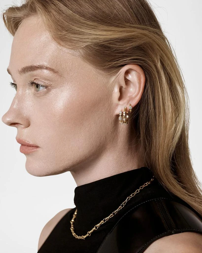 Azlee 18K Pirouette Diamond Medium Hoop Earrings 2