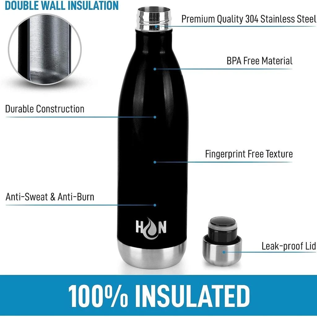 Zulay Kitchen 25oz Stainless Steel Water Bottle - Double Wall Insulated Metal Water Bottle For Hot 
Cold Drinks 3