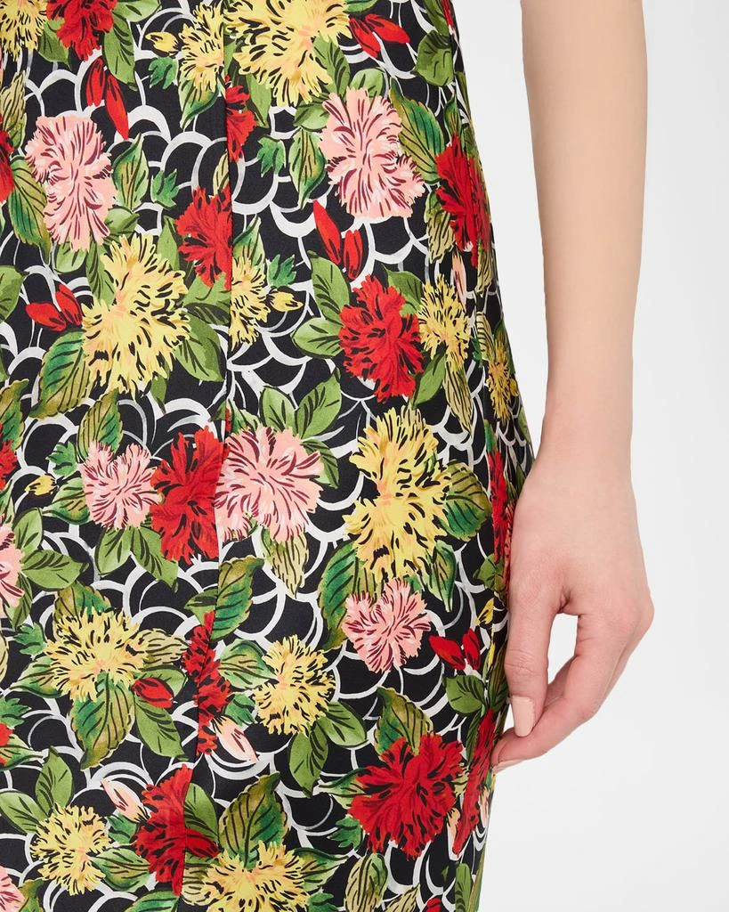 Saloni Renee Long Floral Silk Spaghetti-Strap Dress 5