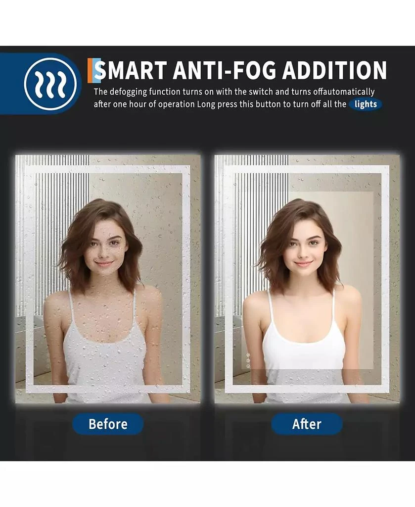 Homfan LED Bathroom Mirror with Front and Backlit Illumination, Dimmable Smart Vanity Mirror with Anti-Fog Feature, Memory Function 8