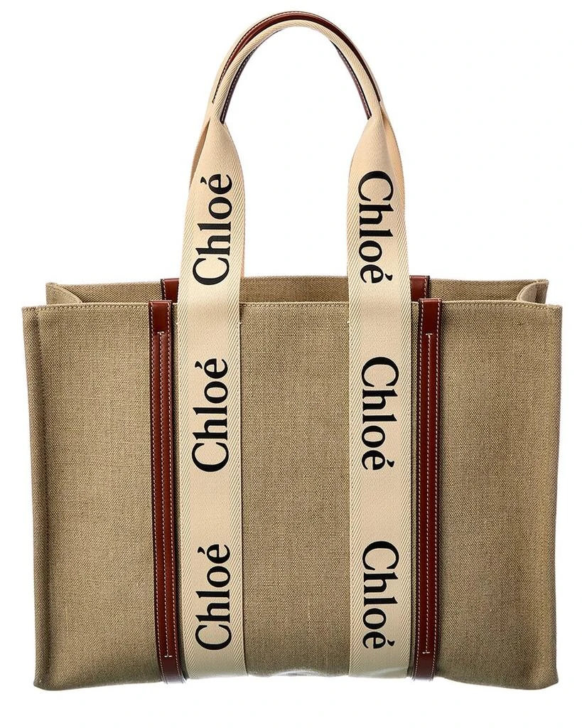 Chloé Woody Large Canvas & Leather Tote 2