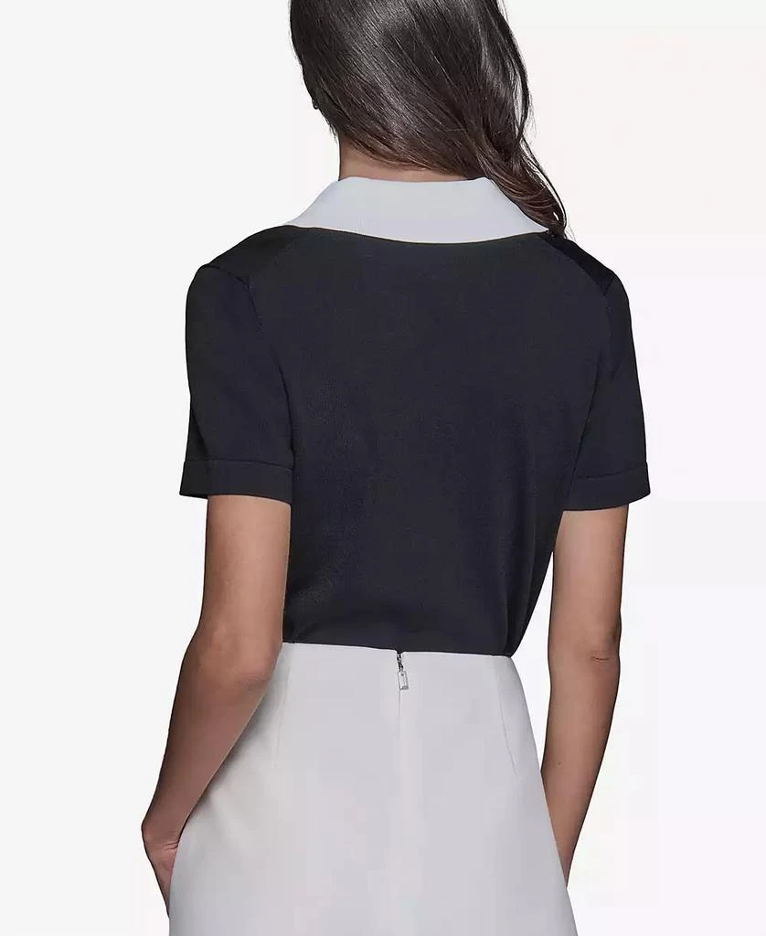 Karl Lagerfeld Paris Women's Colorblocked Knit Polo 3