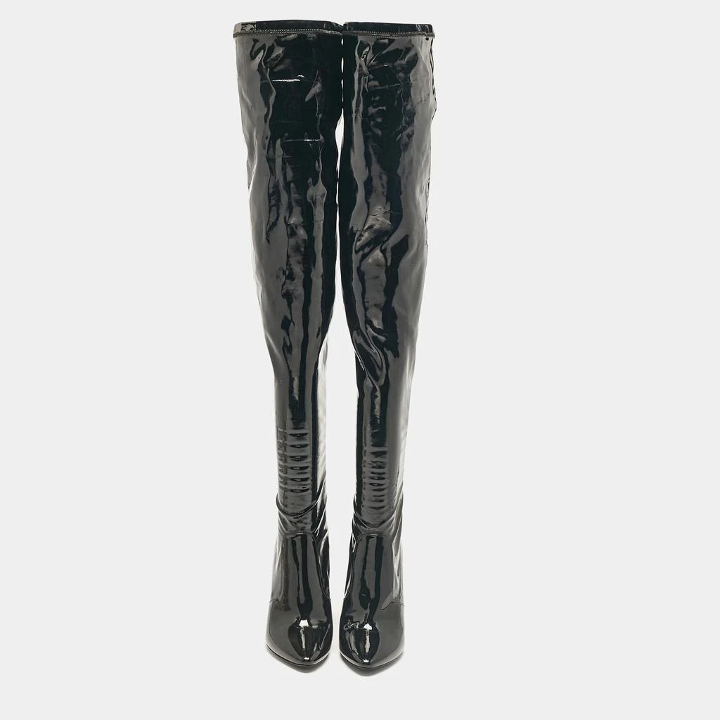 Yves Saint Laurent Saint Laurent Black Patent Leather Thigh High Boots Size 38 3