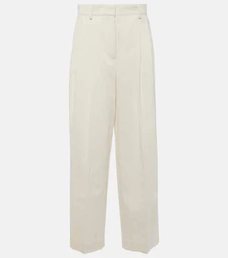 Totême High-rise silk and cotton wide-leg pants 1