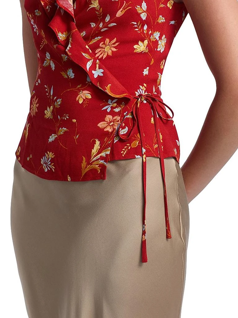 Reformation Clemence Floral Crepe Wrap Top 6