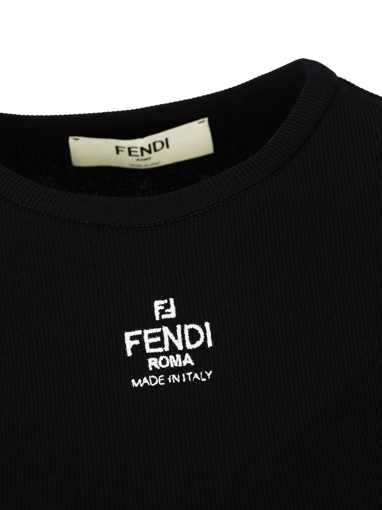 Fendi Fendi Logo Embroidered Crewneck Cropped T-Shirt 3