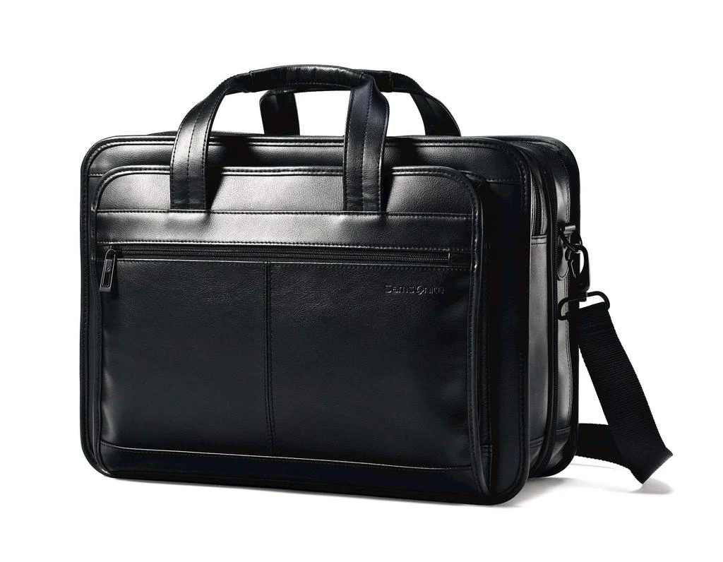 Samsonite Samsonite Leather Expandable Briefcase, Black, One Size