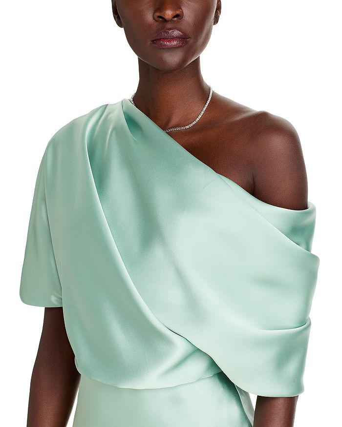 Amsale Draped Satin One Shoulder Dress