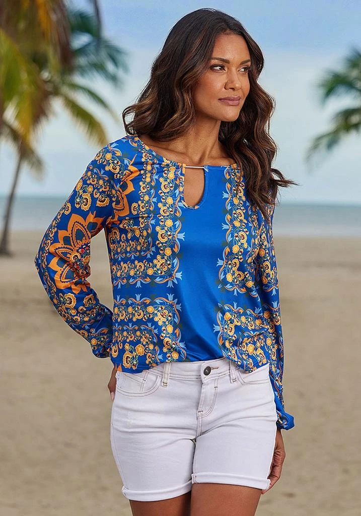 LASCANA Women
s Printed Keyhole Top