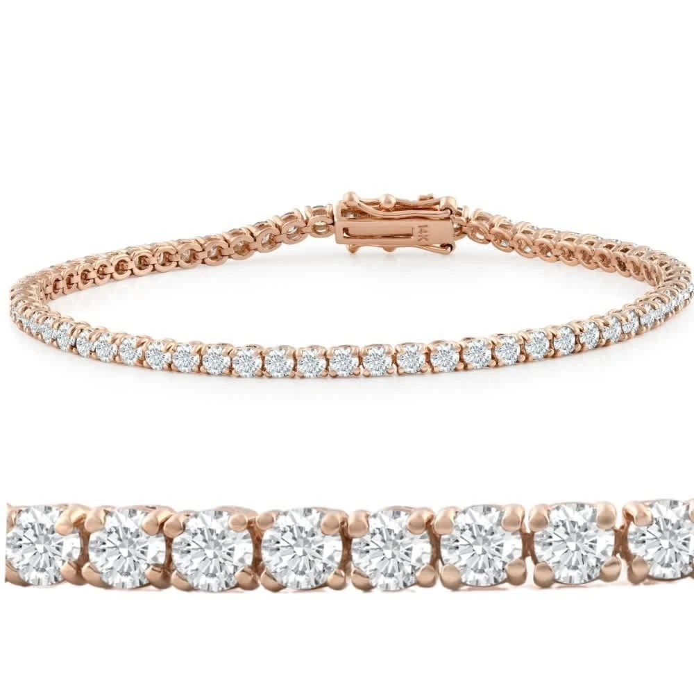 Pompeii3 14k White, Rose, or Yellow Gold Round Diamond Tennis Bracelet 5cttw 7" Women
s 6