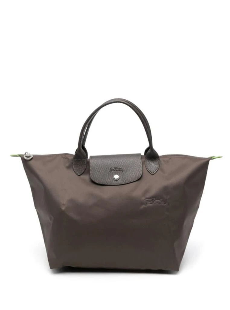 Longchamp 'M Le Pliage Original' Brown Handbag With Embossed Logo In Canvas Woman 1