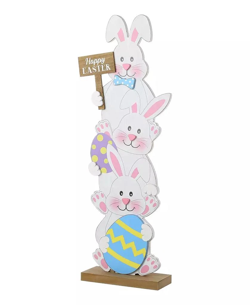 Glitzhome Wooden Easter Stacked Bunny Porch Decor, 30.75"