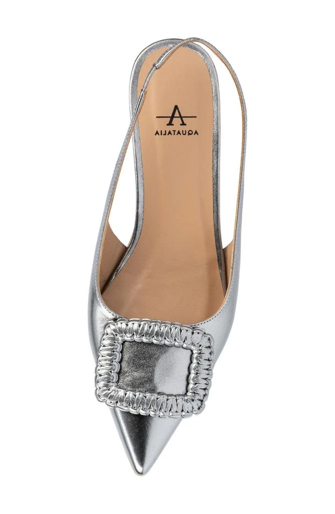 Aquatalia Janetta Buckle Metallic Weatherproof Slingback Flat 5