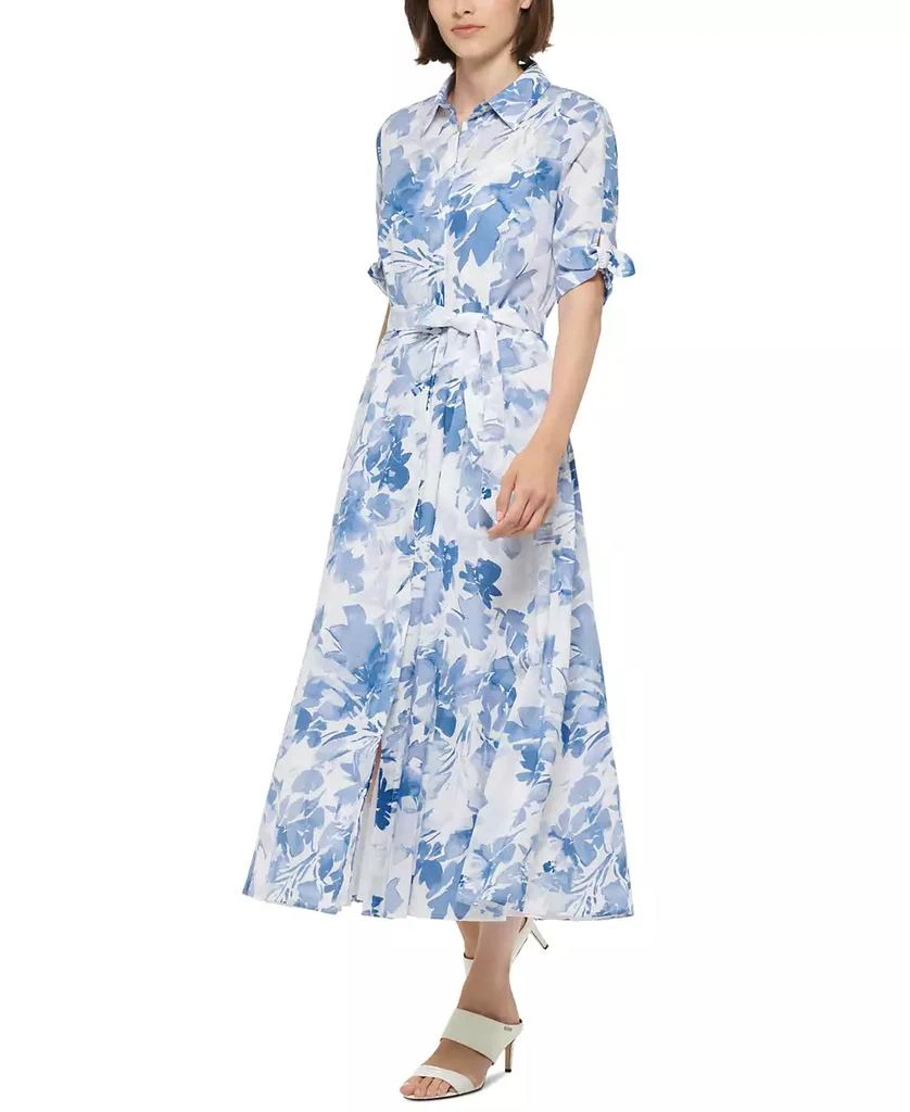Calvin Klein Women's Cotton Tie-Waist Shirtdress 4