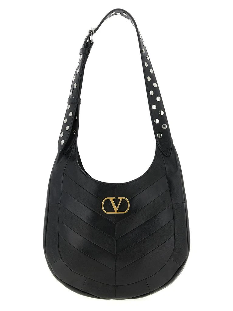 Valentino Valentino Chevron-Patterned Logo Plaque Shoulder Bag 1
