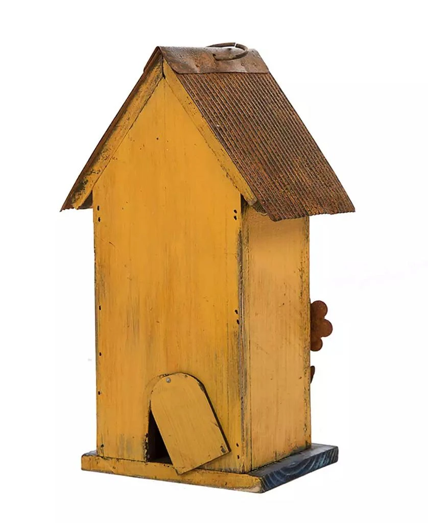 Glitzhome Distressed Solid Wood Birdhouse with Flower 3