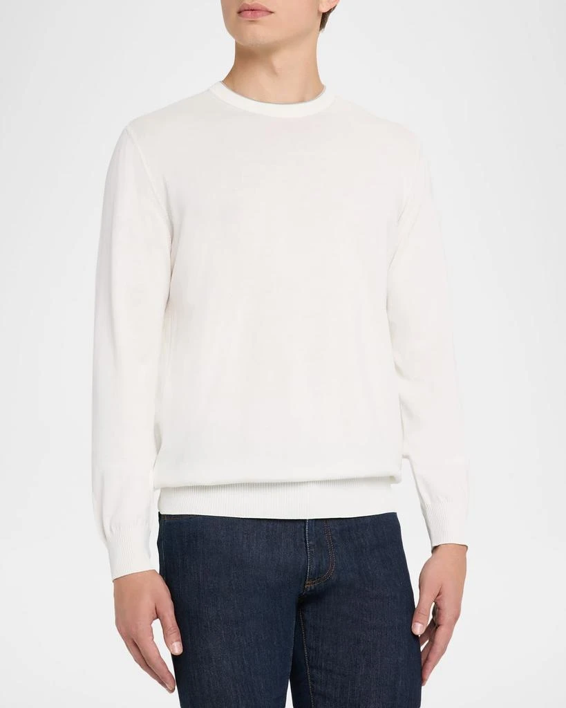 Canali Men's Cotton Tipped Crewneck Sweater 4